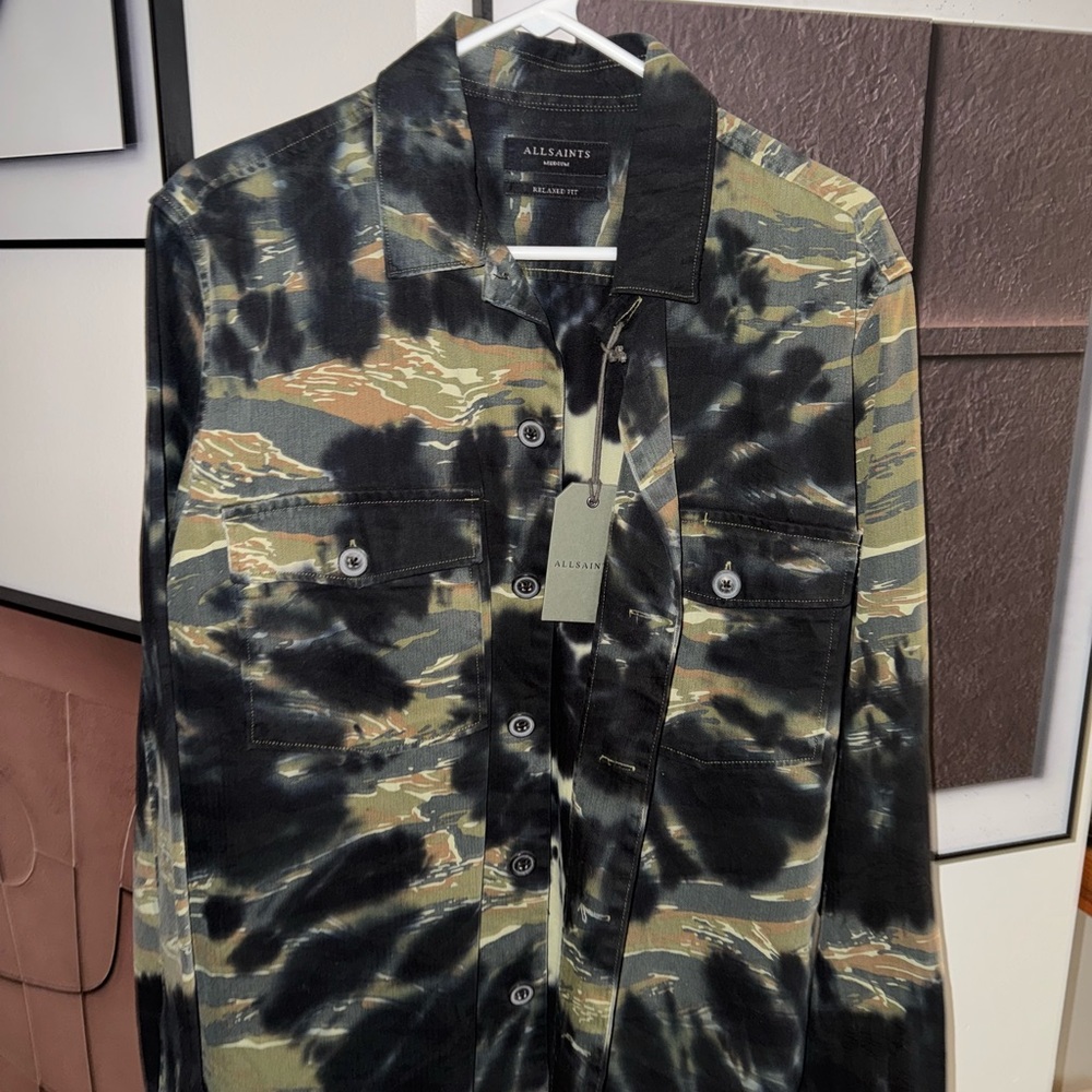 All Saints Black and Green Military Field Jacket